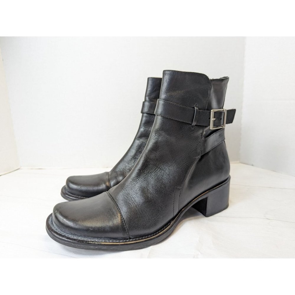 Bakers Black Leather Ankle Booties with Buckle Strap Detail - Picture 7 of 12